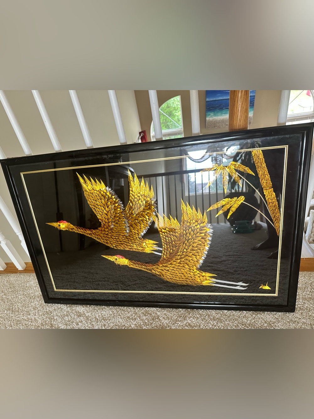 Saeko Oyama "One Thousand and One Cranes" Framed 3D Paper Folding Art